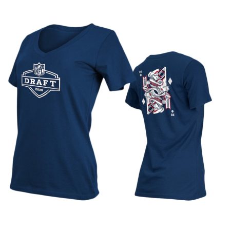 Women's New England Patriots Navy 2020 NFL Draft Card V-Neck T-Shirt