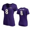 Baltimore Ravens Lamar Jackson Purple Authentic Stack Name & Number T-Shirt 3 womens ravens lamar jackson purple authentic stack t shirt