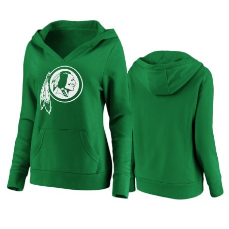 Women's Washington Redskins Green St. Patrick's Day White Logo Pullover Hoodie