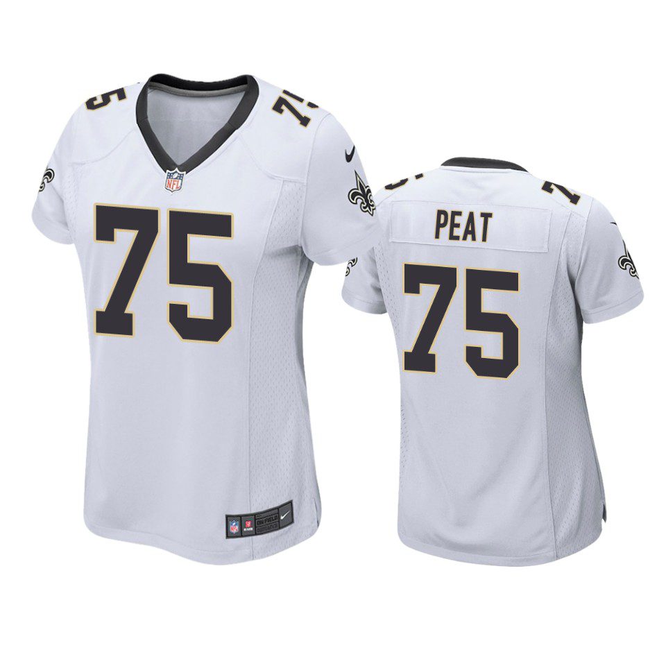New Orleans Saints Andrus Peat White Game Jersey 1 womens saints andrus peat white game jersey
