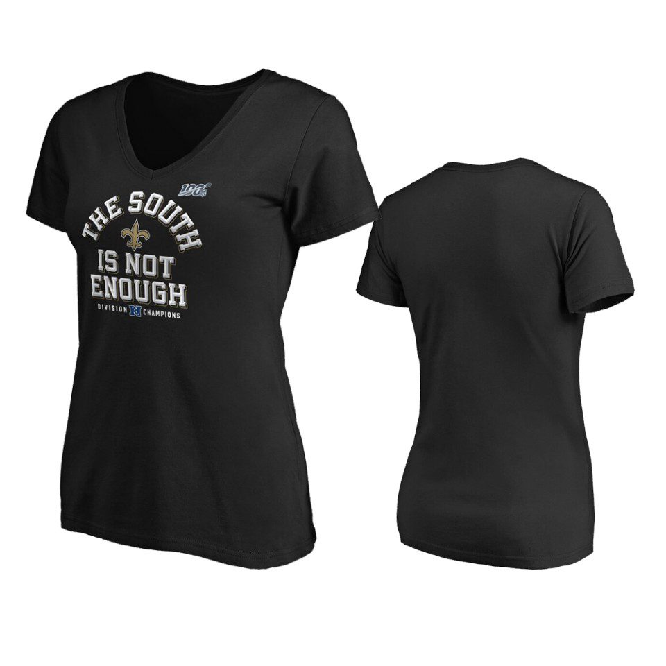 Women's New Orleans Saints Black 2019 NFC South Division Champions Cover Two T-Shirt 1 womens saints black 2019 nfc south division champions cover two t shirt 0a