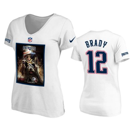 New England Patriots #12 Tom Brady White King Art T-Shirt
