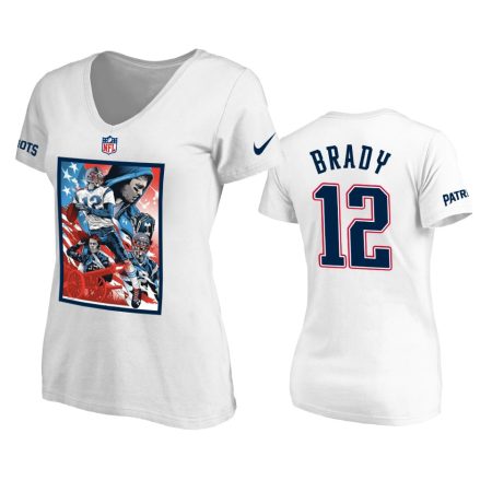 New England Patriots #12 Tom Brady White National Art T-Shirt