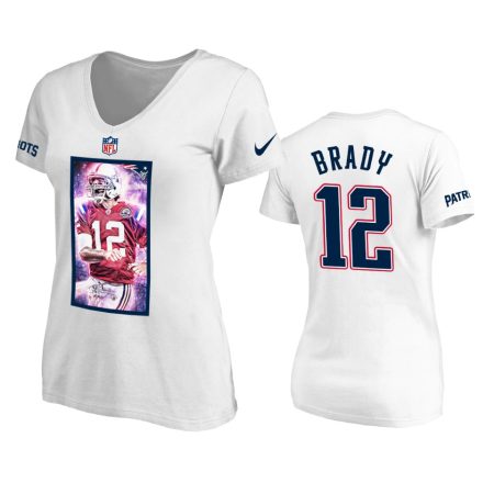New England Patriots #12 Tom Brady White Personality Art T-Shirt