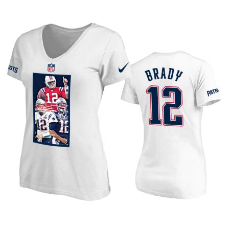 New England Patriots #12 Tom Brady White Thumbs Up Art T-Shirt