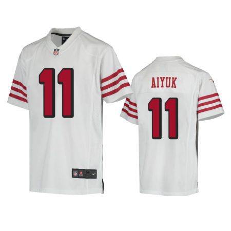 Youth 49ers Brandon Aiyuk White Color Rush Game Jersey