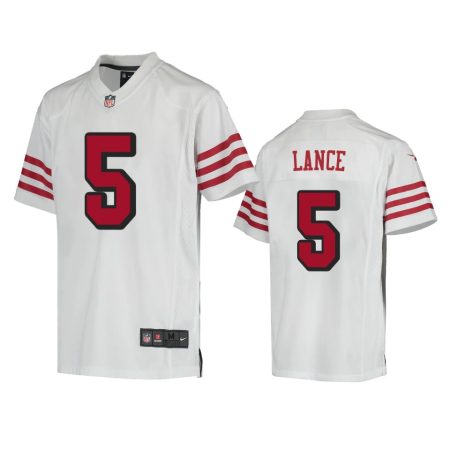 Youth 49ers Trey Lance White Color Rush Game Jersey