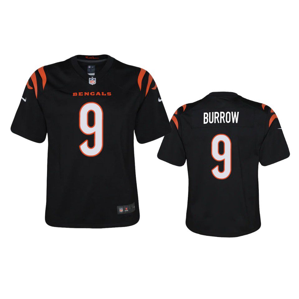 Youth Cincinnati Bengals Joe Burrow Black 2021 Game Jersey 1 youth bengals joe burrow black 2021 game jersey