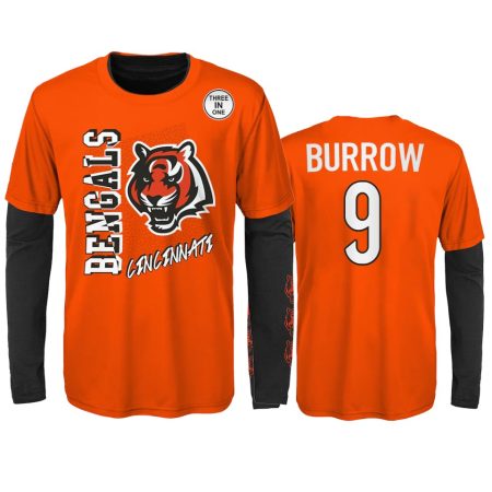 Cincinnati Bengals Joe Burrow Orange Black For the Love of the Game Combo Set T-Shirt - Youth