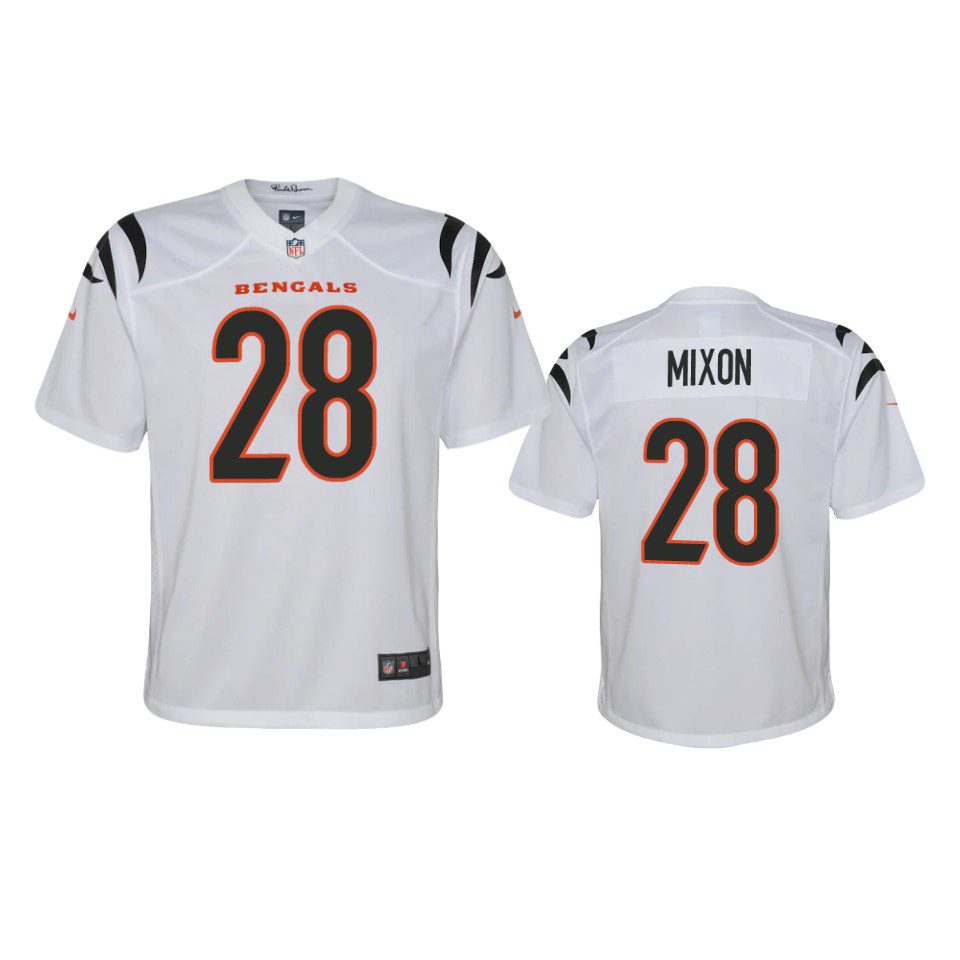 Youth Cincinnati Bengals Joe Mixon White 2021 Game Jersey 1 youth bengals joe mixon white 2021 game jersey