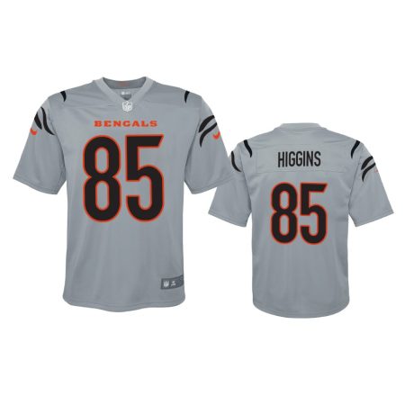 Youth Cincinnati Bengals Tee Higgins Gray Inverted Game Jersey