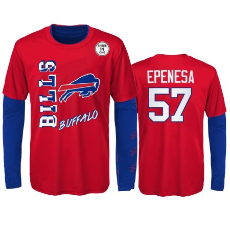 Buffalo Bills A.J. Epenesa Red Royal For the Love of the Game Combo Set T-Shirt - Youth