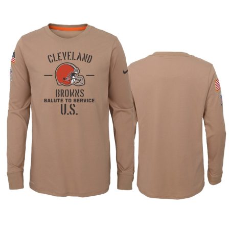 Youth Cleveland Browns Khaki 2019 Salute to Service Performance T-Shirt