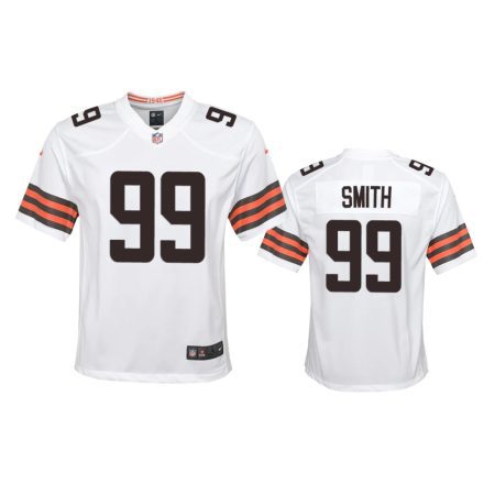 Youth Browns Za'Darius Smith White Game Jersey
