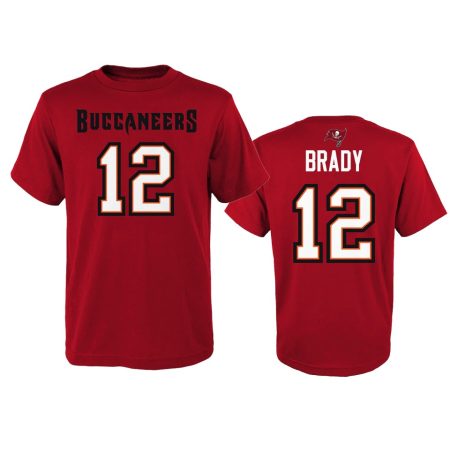 Youth Tampa Bay Buccaneers Tom Brady Red Name Number T-shirt