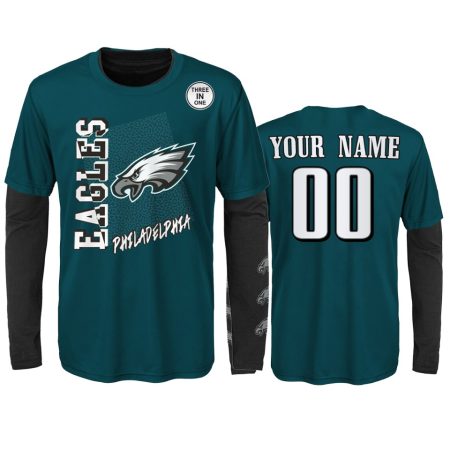 Philadelphia Eagles Custom Green Black For the Love of the Game Combo Set T-Shirt - Youth