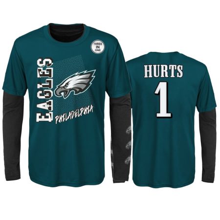 Philadelphia Eagles Jalen Hurts Green Black For the Love of the Game Combo Set T-Shirt - Youth