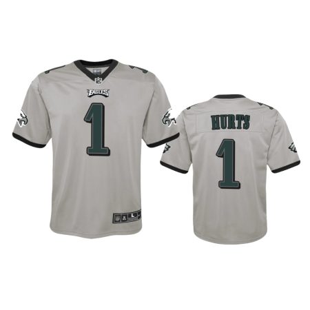 Youth Philadelphia Eagles Jalen Hurts Silver Inverted Game Jersey