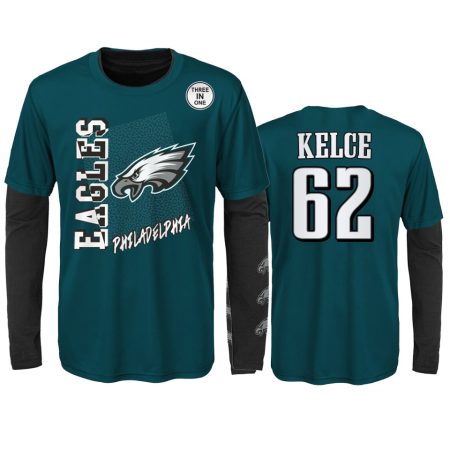 Philadelphia Eagles Jason Kelce Green Black For the Love of the Game Combo Set T-Shirt - Youth