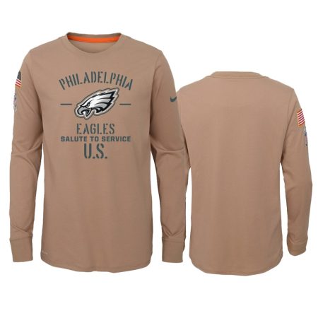 Youth Philadelphia Eagles Khaki 2019 Salute to Service Performance T-Shirt