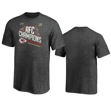 Youth Kansas City Chiefs Heather Charcoal 2019 AFC Champions Locker Room Cotton T-Shirt