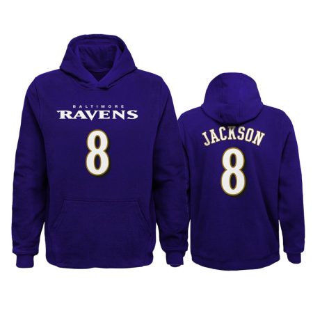 Baltimore Ravens Lamar Jackson Purple Mainliner Name & Number Hoodie