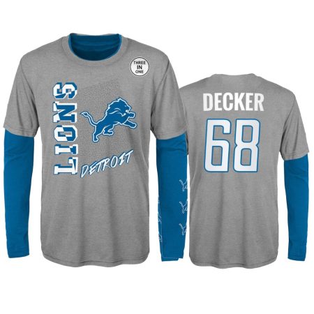 Detroit Lions Taylor Decker Silver Blue For the Love of the Game Combo Set T-Shirt - Youth