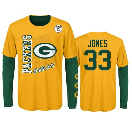 Green Bay Packers Aaron Jones Gold Green For the Love of the Game Combo Set T-Shirt - Youth