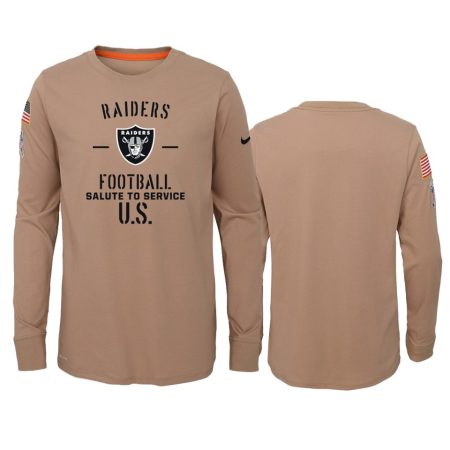 Youth Oakland Raiders Khaki 2019 Salute to Service Performance T-Shirt