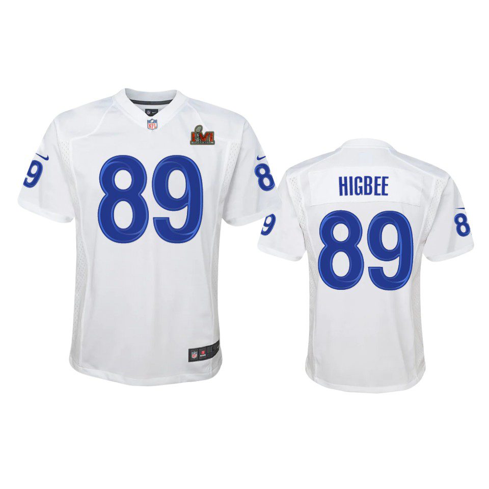 Youth Rams Tyler Higbee White Super Bowl LVI Game Fashion Jersey 1 youth rams tyler higbee white game fashion super bowl lvi jersey