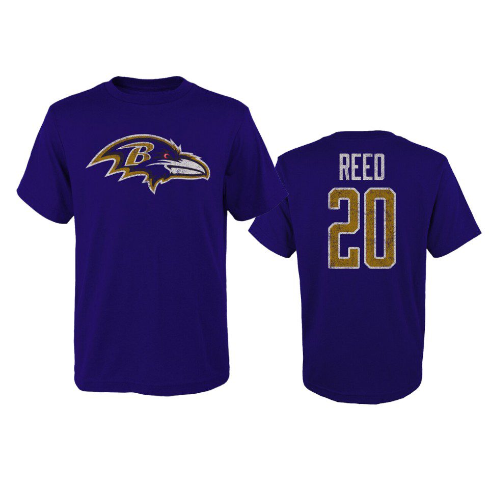 Baltimore Ravens Ed Reed Purple Distressed Current Logo Retired Player T-Shirt 1 youth ravens ed reed purple distressed current logo t shirt