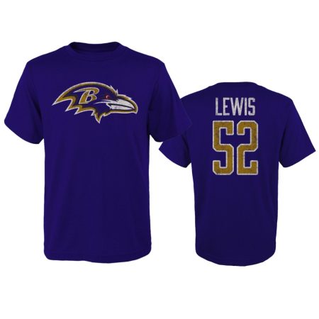 Baltimore Ravens Ray Lewis Purple Distressed Current Logo Retired Player T-Shirt