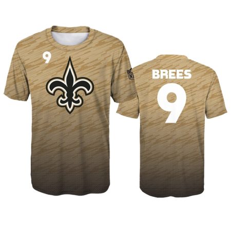 Youth Saints Drew Brees Gold Propulsion Sublimated Name & Number T-Shirt