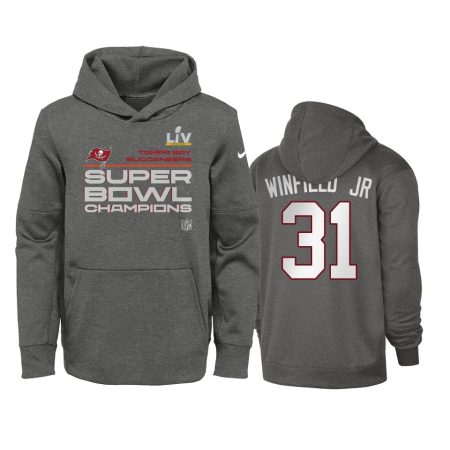 Youth Tampa Bay Buccaneers Antoine Winfield Jr. Charcoal Super Bowl LV Champions Trophy Hoodie