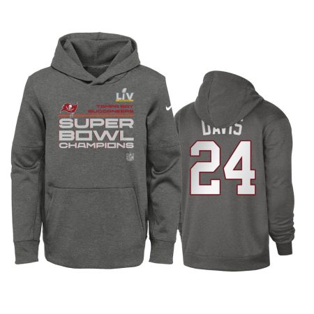 Youth Tampa Bay Buccaneers Carlton Davis Charcoal Super Bowl LV Champions Trophy Hoodie