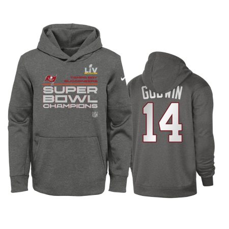 Youth Tampa Bay Buccaneers Chris Godwin Charcoal Super Bowl LV Champions Trophy Hoodie