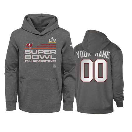 Youth Tampa Bay Buccaneers Custom Charcoal Super Bowl LV Champions Trophy Hoodie
