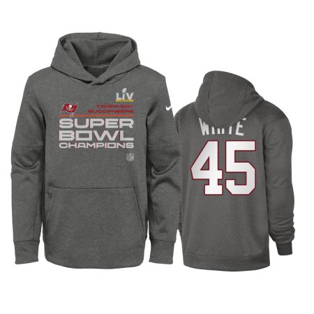 Youth Tampa Bay Buccaneers Devin White Charcoal Super Bowl LV Champions Trophy Hoodie