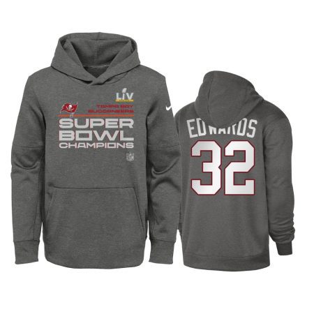 Youth Tampa Bay Buccaneers Mike Edwards Charcoal Super Bowl LV Champions Trophy Hoodie