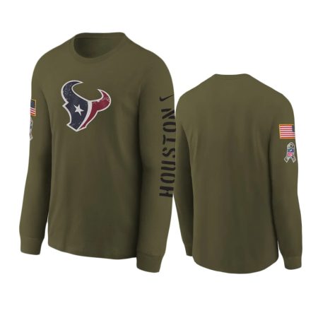 Youth Houston Texans Olive 2022 Salute To Service Team Logo Long Sleeve T-Shirt