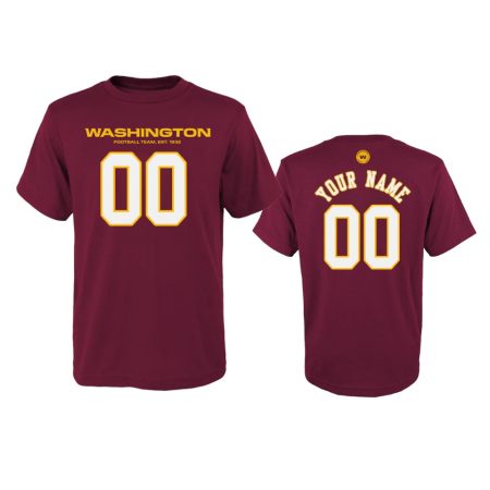 Youth Washington Football Team Custom Burgundy Name & Number T-Shirt